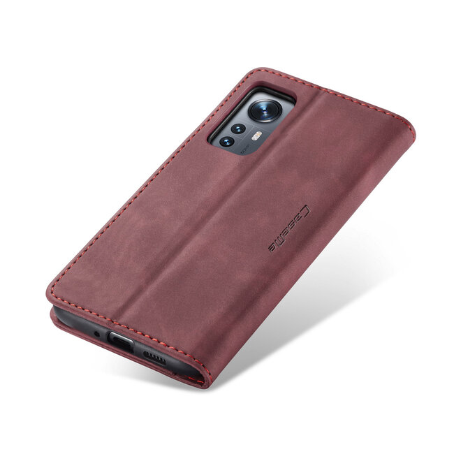CaseMe - Hoesje geschikt voor Xiaomi 12 - Wallet Book Case - Magneetsluiting - Rood