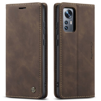 CaseMe CaseMe - Hoesje geschikt voor Xiaomi 12 - Wallet Book Case - Magneetsluiting - Donker Bruin