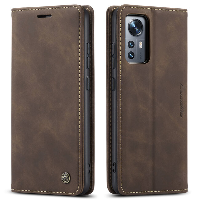 CaseMe - Hoesje geschikt voor Xiaomi 12 - Wallet Book Case - Magneetsluiting - Donker Bruin