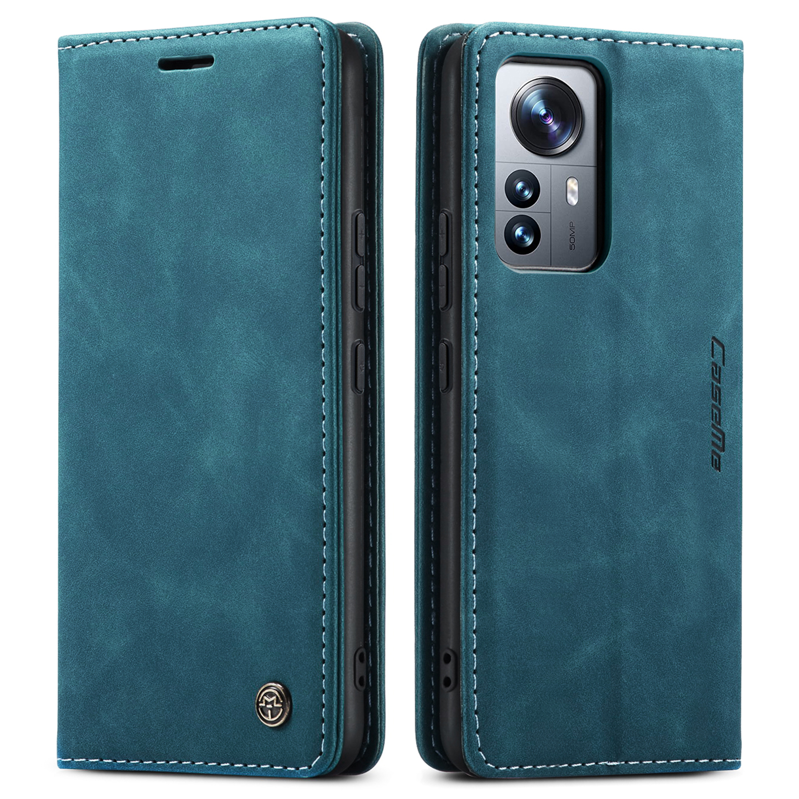 CaseMe - Hoesje geschikt voor Xiaomi 12 Pro - Wallet Book Case - Magneetsluiting - Blauw afbeelding