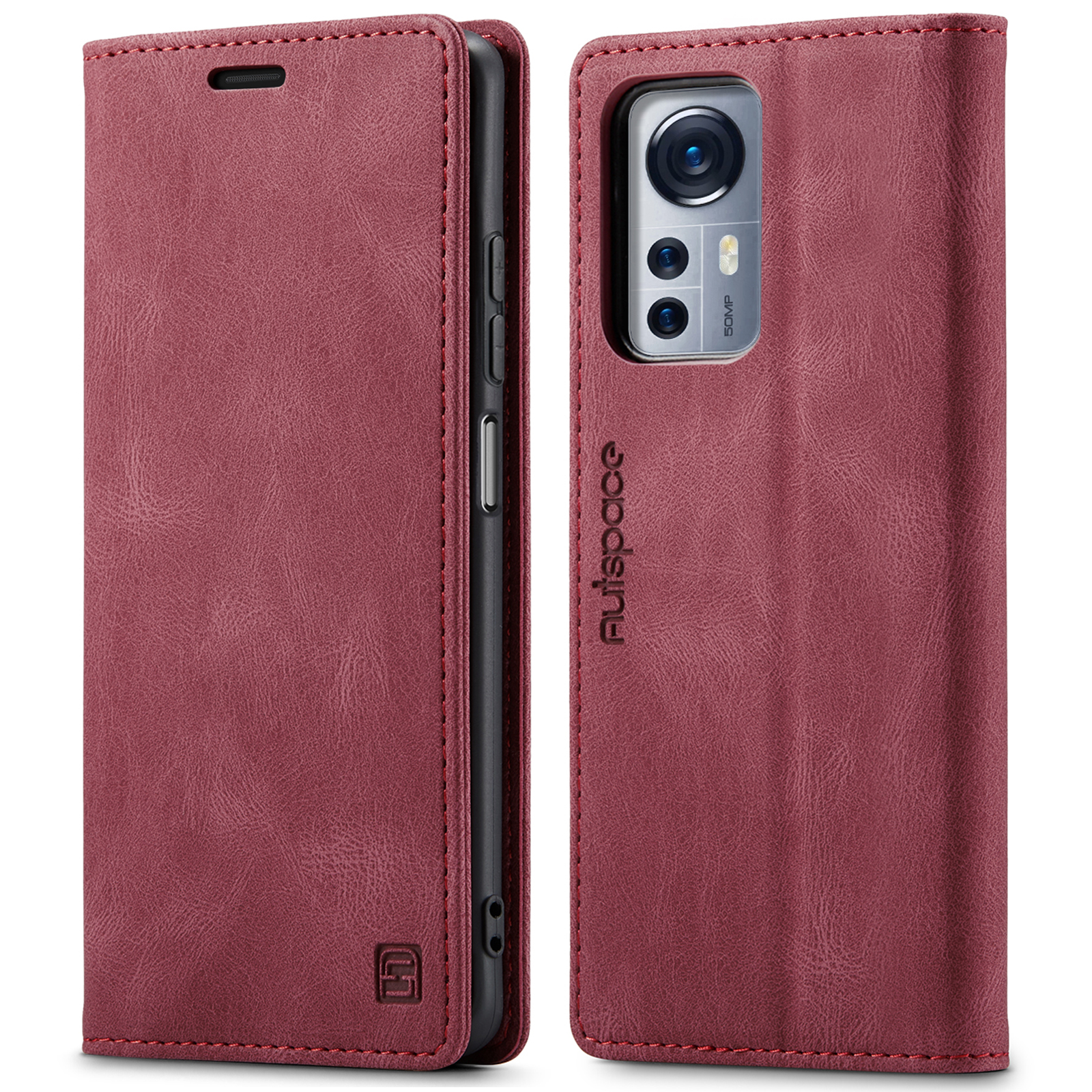 Hoesje geschikt voor Xiaomi 12 Pro - Wallet Book Case - Magneetsluiting - met RFID bescherming - Rood afbeelding