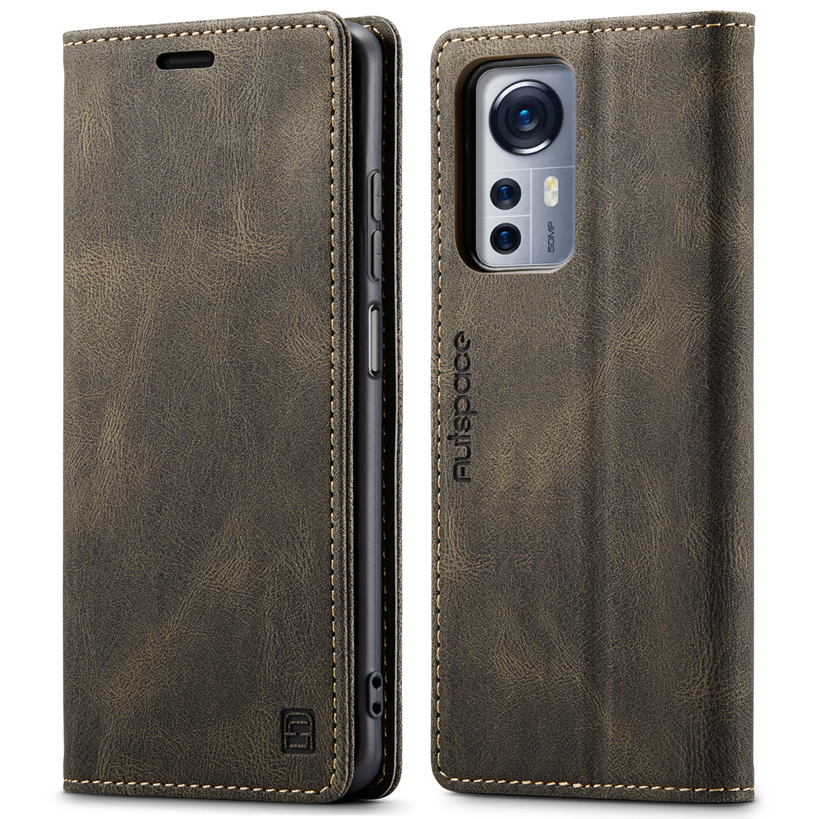 Hoesje geschikt voor Xiaomi 12 Pro - Wallet Book Case - Magneetsluiting - met RFID bescherming - Bruin afbeelding