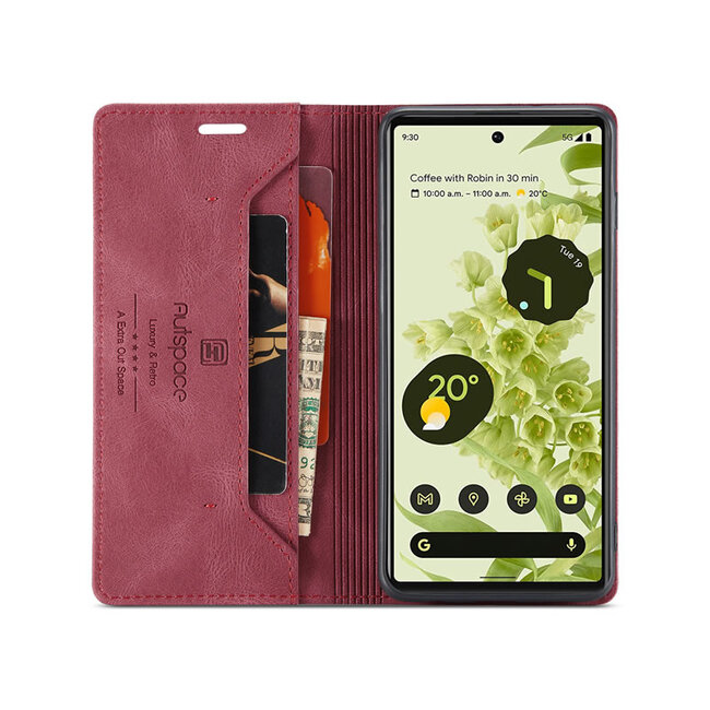 Hoesje geschikt voor Google Pixel 6 Pro - Wallet Book Case - Magneetsluiting - met RFID bescherming - Rood