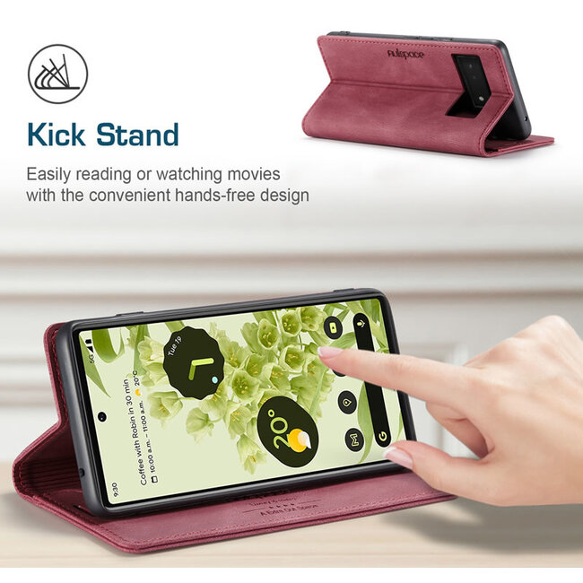 Hoesje geschikt voor Google Pixel 6 Pro - Wallet Book Case - Magneetsluiting - met RFID bescherming - Rood