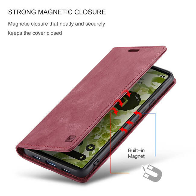 Hoesje geschikt voor Google Pixel 6 Pro - Wallet Book Case - Magneetsluiting - met RFID bescherming - Rood