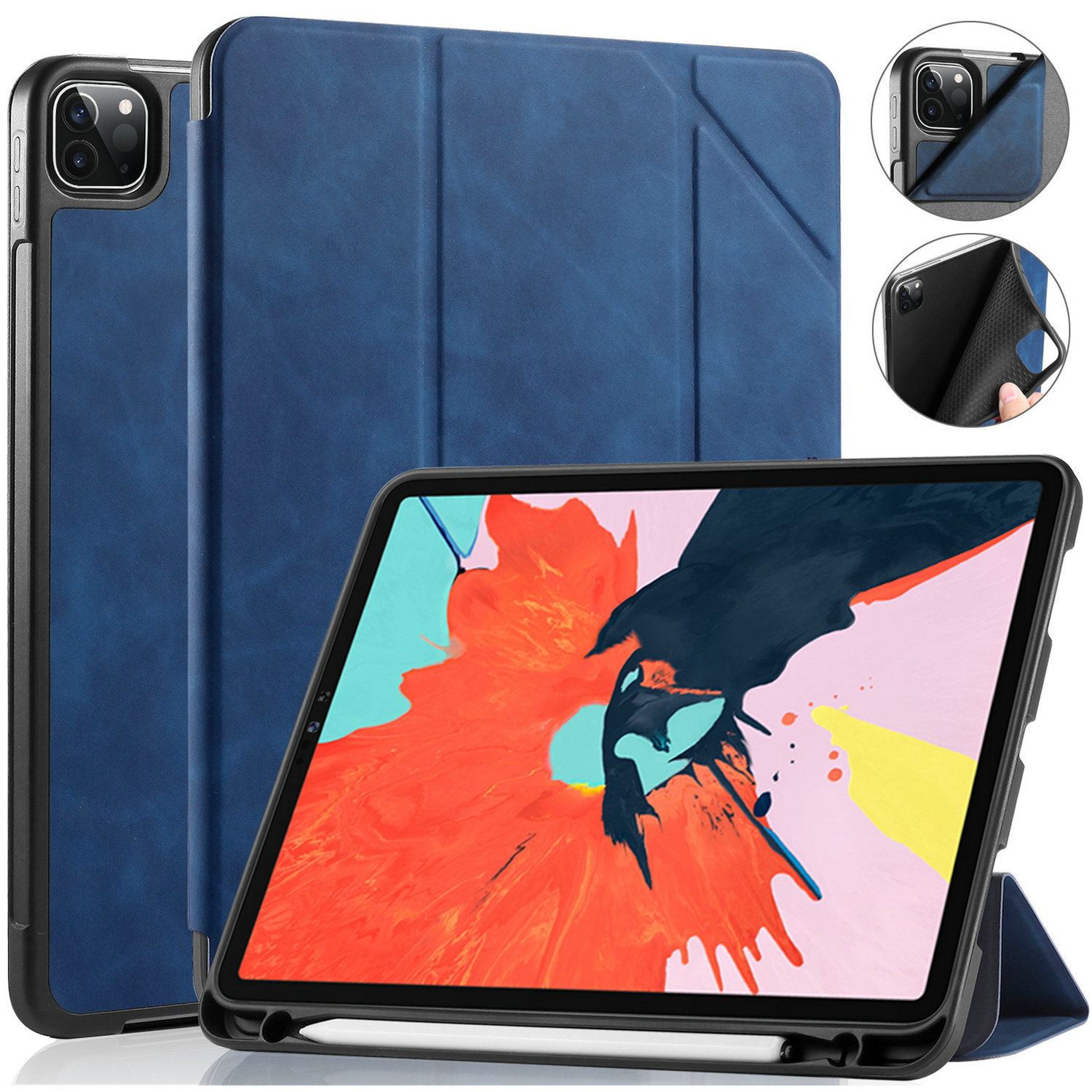 CaseMe - Tablet hoes geschikt voor iPad Pro 11 (2020) - Ming Book Case - Tablethoes met Auto Wake/Sleep functie - Blauw afbeelding