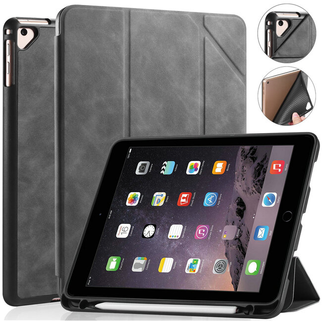 CaseMe - Tablet hoes geschikt voor iPad 9.7 (2017/2018) - Ming Book Case - Tablethoes met Auto Wake/Sleep functie - Grijs