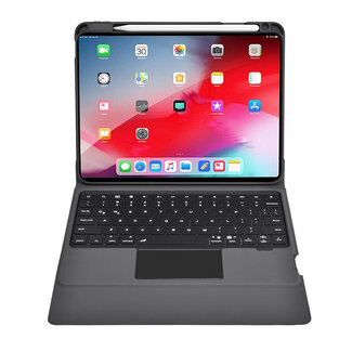 Case2go Toetsenbord hoes geschikt voor Apple iPad Pro 11 (2018/2020/2021) - Keyboard Case met RGB Verlichting en Keypad - Grijs