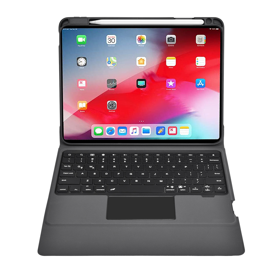 Toetsenbord hoes geschikt voor Apple iPad Pro 11 (2018/2020/2021) - Keyboard Case met RGB Verlichting en Keypad - Grijs afbeelding