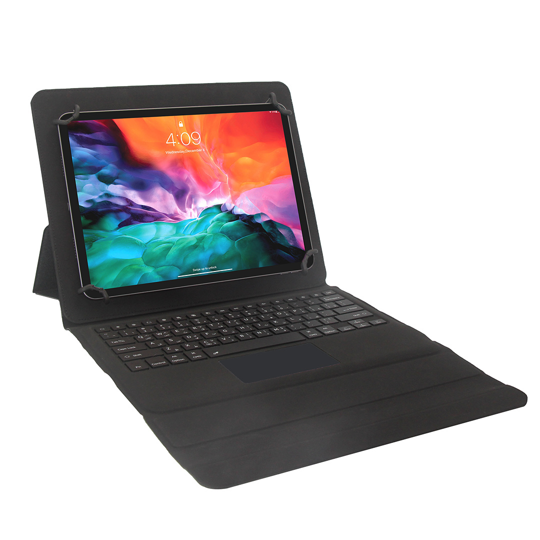 Universele Bluetooth Tablet Toetsenbord Hoes Keyboard Case met Keypad - Geschikt voor tot 12.9 inch - Zwart | Case2go.nl