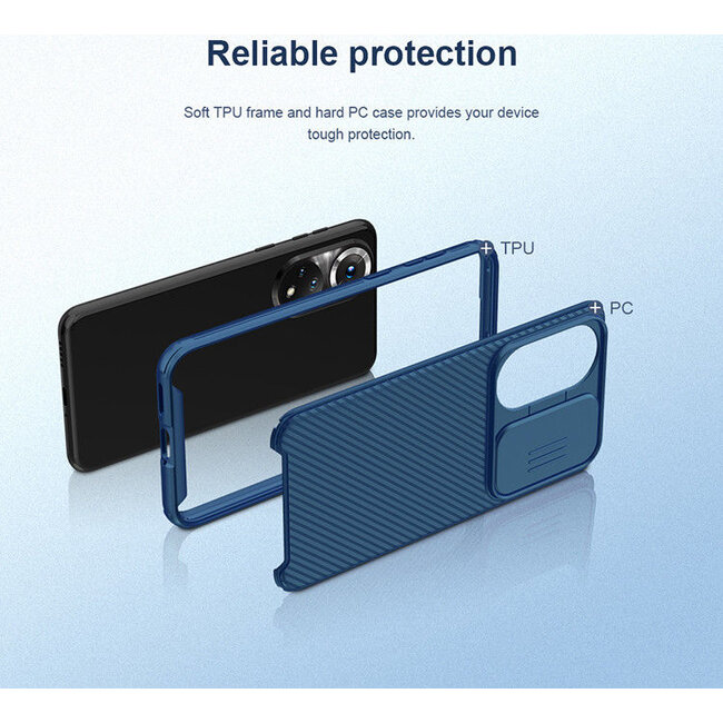 Telefoonhoesje geschikt voor Huawei Honor 50 - Nillkin CamShield Pro Case - Blauw
