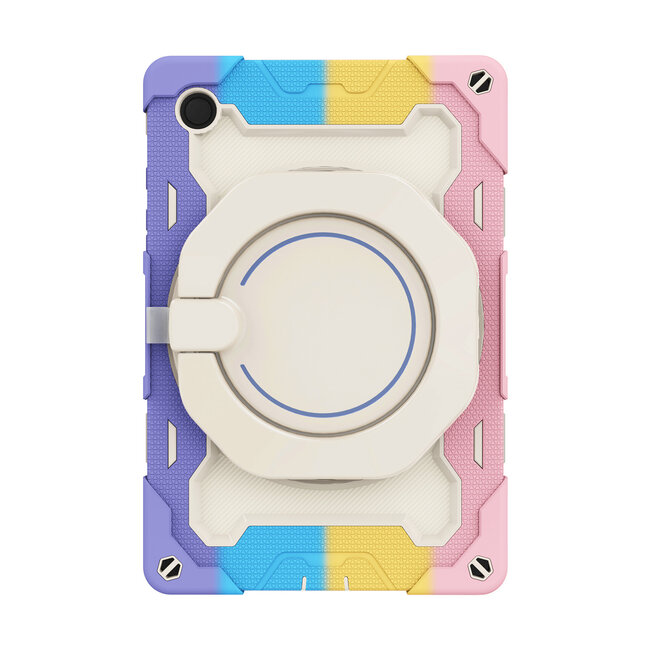 Tablet Hoes geschikt voor Samsung Galaxy Tab A8 (2022 &amp;amp; 2021) - 10.5 Inch - Armor Case met Ring - Pencil Houder - Regenboog Roze