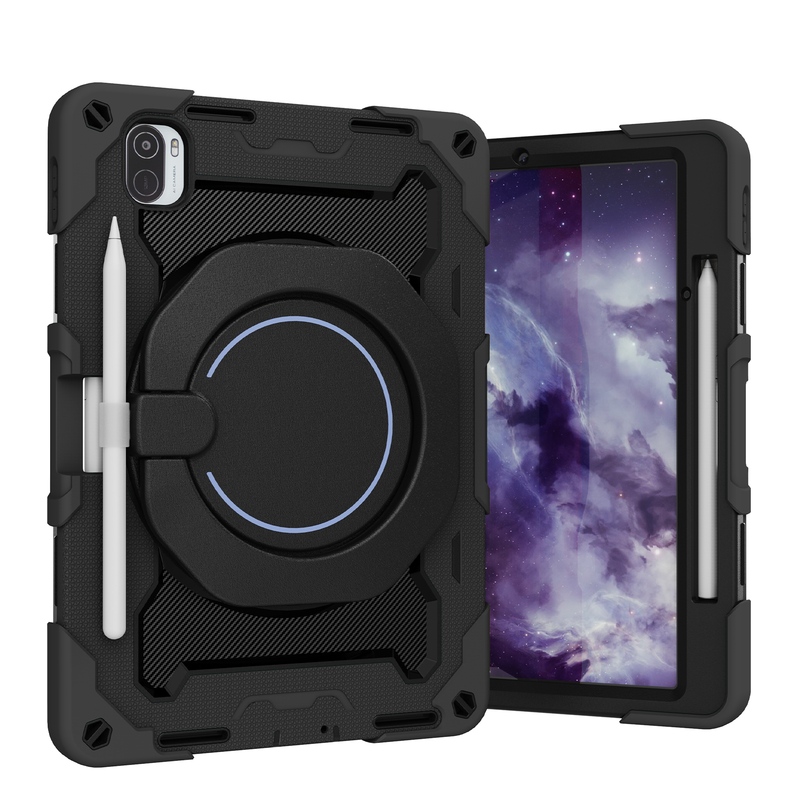 Tablet Hoes geschikt voor Xiaomi Pad 5 / 5 Pro - 11 Inch - Armor Case met Ring - Pencil Houder - Zwart afbeelding