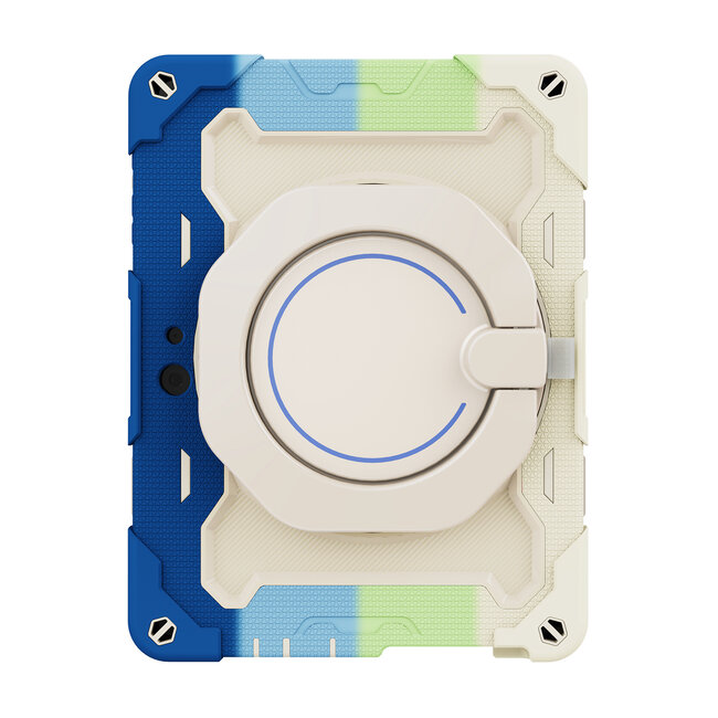 Tablet Hoes geschikt voor Microsoft Surface Go / Go 2 / Go 3 / Go 4 - 10 Inch - Armor Case met Ring - Pencil Houder - Regenboog Blauw