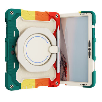 Case2go Tablet Hoes geschikt voor Microsoft Surface Go / Go 2 / Go 3 - 10 Inch - Armor Case met Ring - Pencil Houder - Regenboog Rood