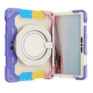 Case2go Tablet Hoes geschikt voor Microsoft Surface Go / Go 2 / Go 3 - 10 Inch - Armor Case met Ring - Pencil Houder - Regenboog Roze