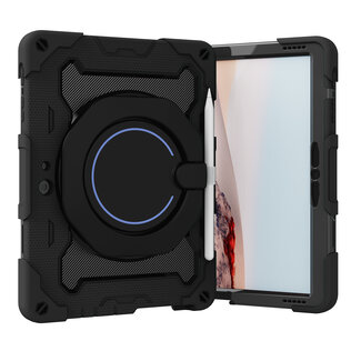 Case2go Tablet Hoes geschikt voor Microsoft Surface Go / Go 2 / Go 3 - 10 Inch - Armor Case met Ring - Pencil Houder - Zwart