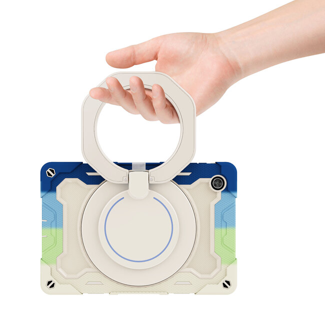 Tablet Hoes geschikt voor Lenovo Tab M10 HD (2020) - 10.1 Inch - Armor Case met Ring - Pencil Houder - Regenboog Blauw