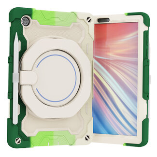 Case2go Tablet Hoes geschikt voor Lenovo Tab M10 HD (2020) - 10.1 Inch - Armor Case met Ring - Pencil Houder - Regenboog Groen