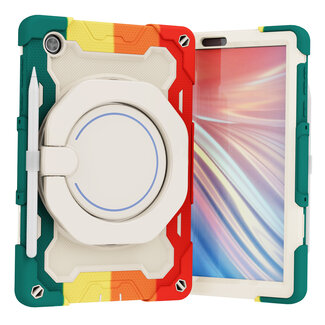 Case2go Tablet Hoes geschikt voor Lenovo Tab M10 HD (2020) - 10.1 Inch - Armor Case met Ring - Pencil Houder - Regenboog Rood