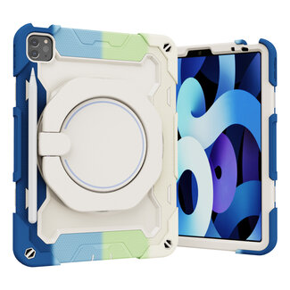 Case2go Tablet Hoes geschikt voor Apple iPad Pro 11 (2018 / 2020 / 2021) - 11 Inch - Armor Case met Ring - Pencil Houder - Regenboog Blauw