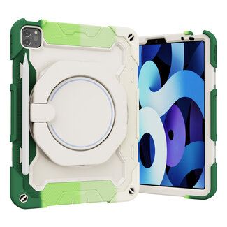 Case2go Tablet Hoes geschikt voor Apple iPad Pro 11 (2018 / 2020 / 2021) - 11 Inch - Armor Case met Ring - Pencil Houder - Regenboog Groen