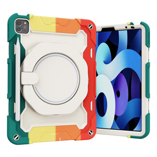 Case2go Tablet Hoes geschikt voor Apple iPad Pro 11 (2018 / 2020 / 2021) - 11 Inch - Armor Case met Ring - Pencil Houder - Regenboog Rood