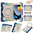 Tablet Hoes geschikt voor Apple iPad 10.2 (2019 / 2020 / 2021) - 10.2 Inch - Armor Case met Ring - Pencil Houder - Regenboog Blauw