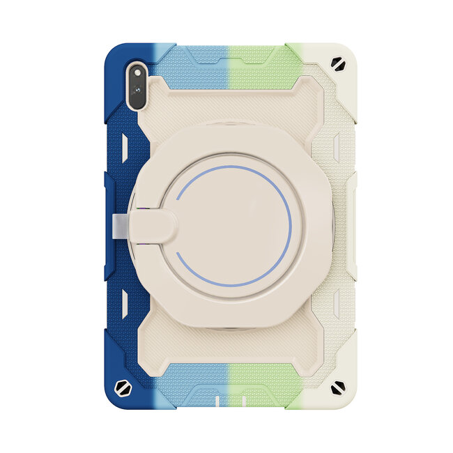 Tablet Hoes geschikt voor Huawei MatePad 11 (2021) - 11 Inch - Armor Case met Ring - Pencil Houder - Regenboog Blauw