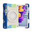 Tablet Hoes geschikt voor Samsung Galaxy Tab S8 (2022) - 11 Inch - Armor Case met Ring - Pencil Houder - Regenboog Blauw