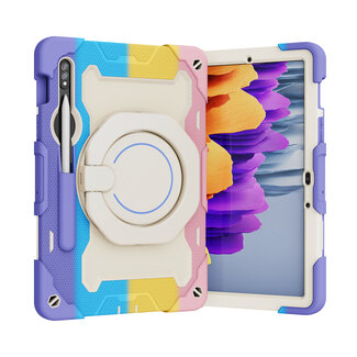 Case2go Tablet Hoes geschikt voor Samsung Galaxy Tab S7 (2020) - 11 Inch - Armor Case met Ring - Pencil Houder - Regenboog Roze