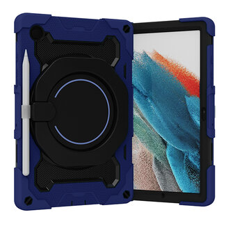 Case2go Tablet Hoes geschikt voor Samsung Galaxy Tab A8 (2022 &amp;amp; 2021) - 10.5 Inch - Armor Case met Ring - Pencil Houder - Donker Blauw