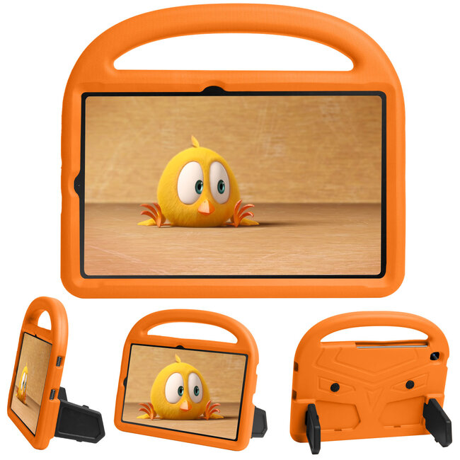 Hoes geschikt voor Samsung Galaxy Tab S6 Lite (2022) - 10.4 Inch - Schokbestendige case met handvat - Sparrow Kids Cover - Oranje