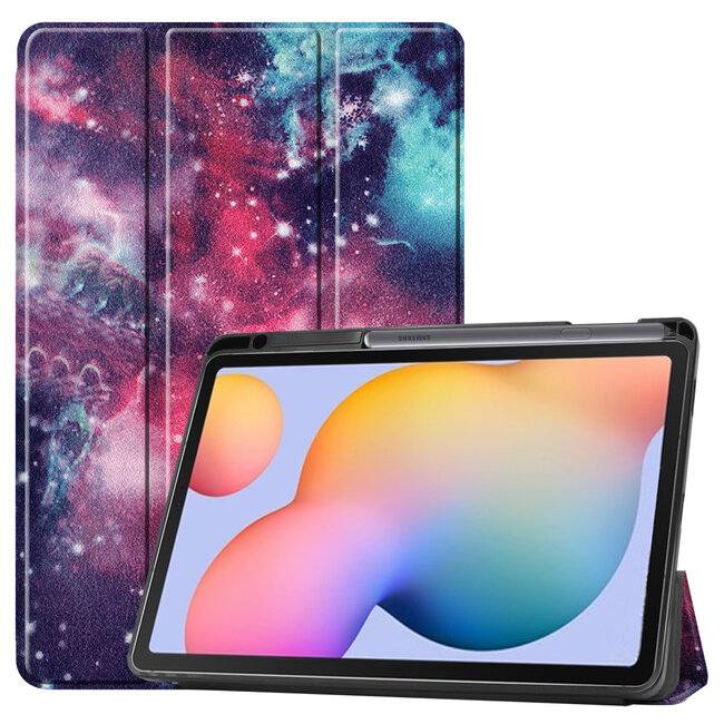 Hoes voor de Samsung Galaxy Tab S6 Lite (2022) - 10.4 Inch - Tri-Fold Book Case met Stylus Pen houder - Galaxy