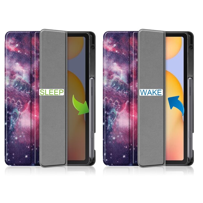 Hoes voor de Samsung Galaxy S6 Lite (2024) / Samsung Galaxy Tab S6 Lite (2022/2020) - 10.4 Inch - Tri-Fold Book Case met Stylus Pen houder - Galaxy