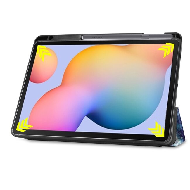 Hoes voor de Samsung Galaxy S6 Lite (2024) / Samsung Galaxy Tab S6 Lite (2022/2020) - 10.4 Inch - Tri-Fold Book Case met Stylus Pen houder - Galaxy