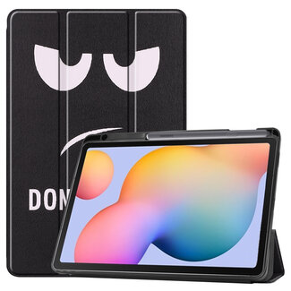 Case2go Hoes voor de Samsung Galaxy Tab S6 Lite (2022) - 10.4 Inch - Tri-Fold Book Case met Stylus Pen houder - Don't Touch Me