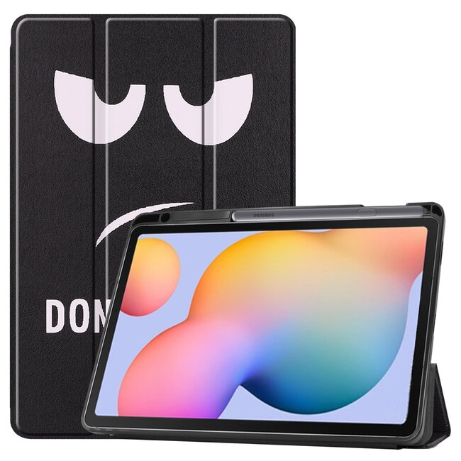 Hoes voor de Samsung Galaxy Tab S6 Lite (2022) - 10.4 Inch - Tri-Fold Book Case met Stylus Pen houder - Don't Touch Me