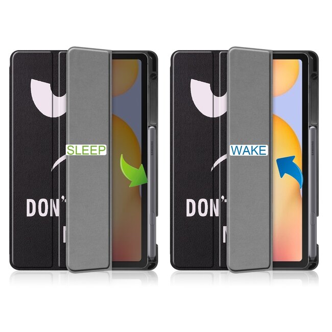 Hoes voor de Samsung Galaxy S6 Lite (2024) / Samsung Galaxy Tab S6 Lite (2022/2020) - 10.4 Inch - Tri-Fold Book Case met Stylus Pen houder - Don&#039;t Touch Me