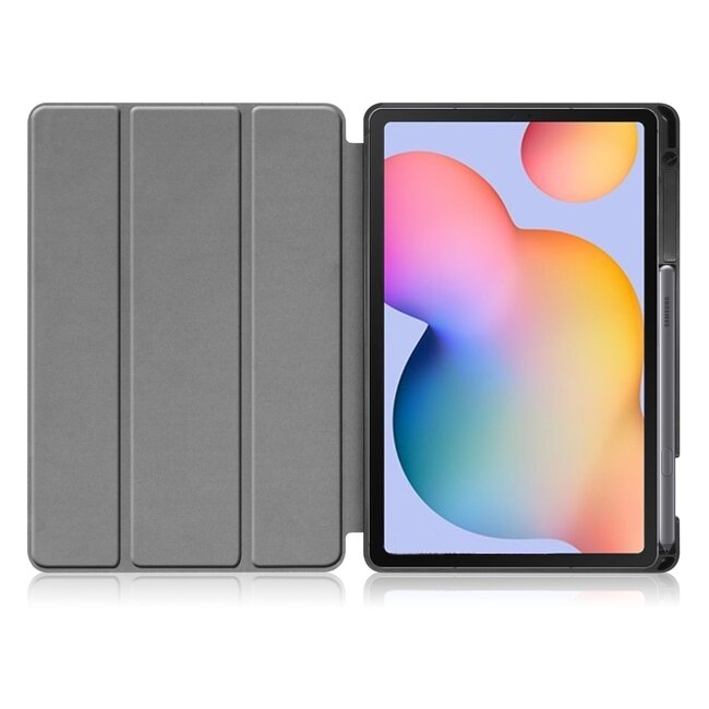 Hoes voor de Samsung Galaxy S6 Lite (2024) / Samsung Galaxy Tab S6 Lite (2022/2020) - 10.4 Inch - Tri-Fold Book Case met Stylus Pen houder - Licht Blauw