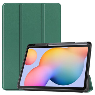 Case2go Tablet hoes geschikt voor Samsung Galaxy S6 Lite (2024) / Samsung Galaxy Tab S6 Lite (2022/2020) - 10.4 Inch - Tri-Fold Book Case met Stylus Pen houder - Groen