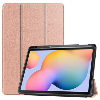 Case2go Hoes voor de Samsung Galaxy S6 Lite (2024) / Samsung Galaxy Tab S6 Lite (2022/2020) - 10.4 Inch - Tri-Fold Book Case met Stylus Pen houder - Rosé Goud