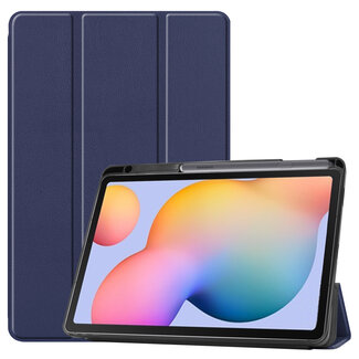 Case2go Hoes voor de Samsung Galaxy S6 Lite (2024) / Samsung Galaxy Tab S6 Lite (2022/2020) - 10.4 Inch - Tri-Fold Book Case met Stylus Pen houder - Donker Blauw