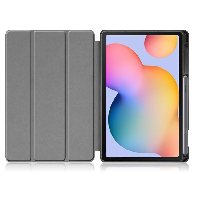 Hoes voor de Samsung Galaxy S6 Lite (2024) / Samsung Galaxy Tab S6 Lite (2022/2020) - 10.4 Inch - Tri-Fold Book Case met Stylus Pen houder - Donker Blauw