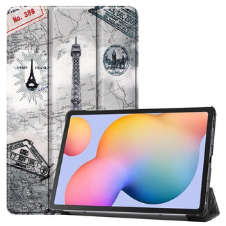 Case2go Hoes voor de Samsung Galaxy Tab S6 Lite (2022) - 10.4 Inch - Tri-Fold Book Case - Eiffeltoren