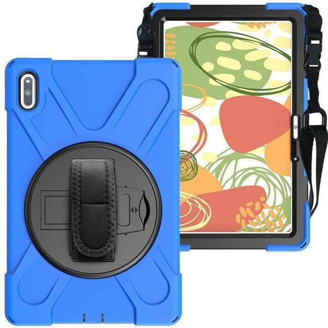 Tablet hoes geschikt voor Huawei MatePad 10.4 (2022) - Hand Strap Armor Case - Blauw