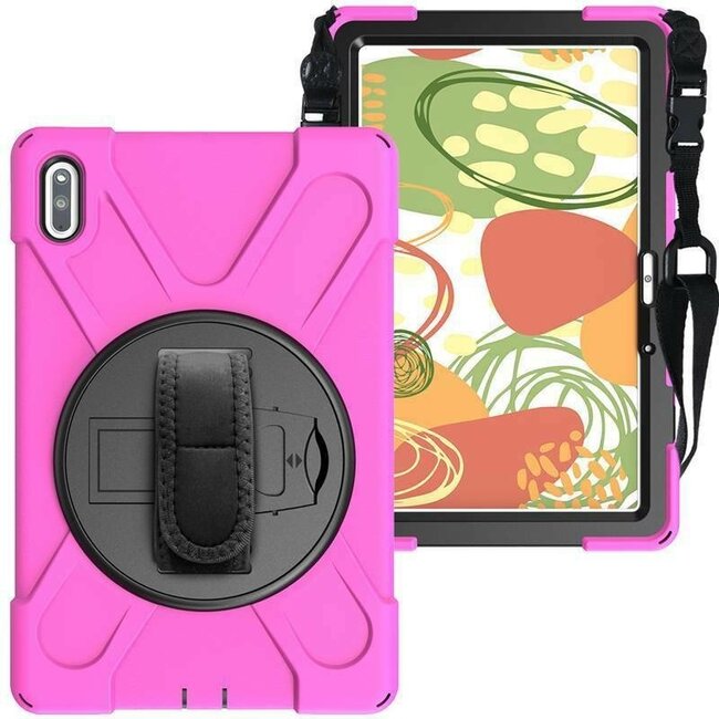 Tablet hoes geschikt voor Huawei MatePad 10.4 (2022) - Hand Strap Armor Case - Magenta