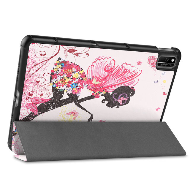 Tablet hoes geschikt voor Huawei MatePad 10.4 (2022) - Tri-Fold Book Case - Met Auto Wake/Sleep functie - Flower Fairy