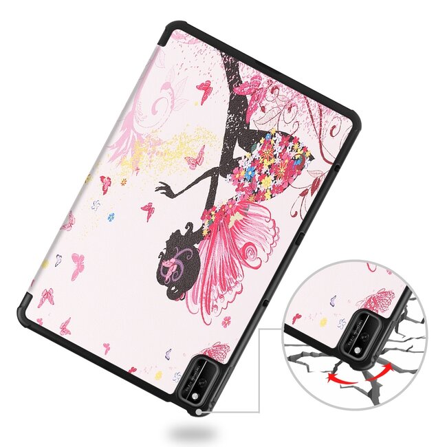 Tablet hoes geschikt voor Huawei MatePad 10.4 (2022) - Tri-Fold Book Case - Met Auto Wake/Sleep functie - Flower Fairy