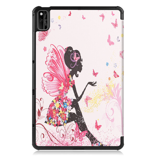 Tablet hoes geschikt voor Huawei MatePad 10.4 (2022) - Tri-Fold Book Case - Met Auto Wake/Sleep functie - Flower Fairy